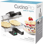 Pizzelle Maker- Polished Electric Holiday Baker Press Makes Two 5-Inch Cookies at Once- Christmas Baking Supplies for Party- Italian Dessert Treat Making with Recipe Guide- Cookie Swap Gift for Her