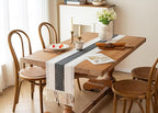 FEXIA Boho Table Runner for Home Decor with Tassels 36 Inches Long,Grey Farmhouse Rustic Table Runner Macrame Burlap Table Decoration for Living Room Bridal Shower(12x36 Inches)