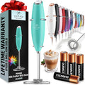 Zulay Kitchen Powerful Milk Frother Wand With 4 AA Duracell Batteries - Ultra Fast Handheld Drink Mixer - Electric Whisk Foam Maker for Coffee, Lattes, Cappuccino, Matcha & Creamer - Aqua