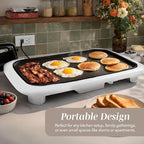 COOK WITH COLOR Electric Griddle 1200W, Nonstick Surface for Pancakes, Burgers, Eggs & More, Removable Temperature Control, Slide-Out Drip Tray, 10" x 16" Cooking Area, Cream