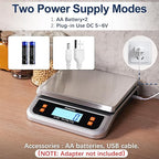 Atogou 66lb Food Scale, Commercial Kitchen Scale Plug-in Usable with Full View LCD Display, Stainless Steel, for Baking, Bread, Cooking, Meat, Vegetables, Farm, Industry LC200 Grey