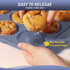 24 Cups Silicone Muffin Pan with Metal Reinforced Frame Mini Size Cupcake Tray Egg Mold Kitchen Stuff Accessories New Home Essential First Department Must Haves Gadget Thing Housewarming Hostess Gift