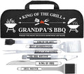 Grandpa Gifts from Grandkids, Grandpa Chritmas Grilling Accessories Gift, Heavy Duty Stainless Steel Grill Set BBQ Grill Tools for Outdoor Grill with Aluminum Case, Grill Utensils Set on Birthday(Bag)