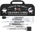 Grandpa Gifts from Grandkids, Grandpa Chritmas Grilling Accessories Gift, Heavy Duty Stainless Steel Grill Set BBQ Grill Tools for Outdoor Grill with Aluminum Case, Grill Utensils Set on Birthday(Bag)
