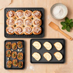 3 Pack Baking Sheet Pan Set, 0.8mm Thick Nonstick Cookie Sheets for Oven, Half/Quarter/Jelly Roll Pans for Oven, Heavy Duty Baking Trays for Oven with Diamond Texture