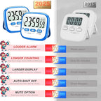 AyayaBoss 2-Pack Magnetic Kitchen Timers for Cooking, Digital Stop Watch Countdown Timer for Kids, Teachers, Classroom, Office, Exercise - Battery Included