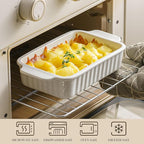 Small Casserole Dishes for Oven - 30 Oz Ceramic Baking Dish with Handles - 9x5 Rectangular Mini Bakeware for Lasagna, Au Gratin, Meal Prep - Portion Control & Personal Serving, Set of 2
