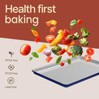 Bakken 8-Piece Stackable Bakeware Set – Ceramic Non-Stick, Oven-Safe Baking Sheets & Pans, PTFE/PFOA/PFOS-Free, Ergonomic Handles, Includes Cooling Rack – Healthy, Non-Toxic Baking Essentials