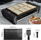 TAMARIT Raclette Table Grill for 8, 2 in 1 Small Swiss Style PFAS-No Nonstick Reversible Grill/Griddle Plate Adjustable Temperature Control 1300 W, 8 Raclette Cheese Pans Black