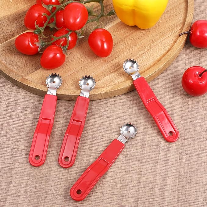 JJUNW 4Pcs Strawberry Huller, Stainless Steel Tomato Corer, Strawberry Huller Stem Remover Corer Tool Kitchen, Canning Supplies for Fruit and Vegetable