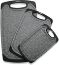 Viretang Plastic Cutting Boards Set of 3 Extra Large for Kitchen, Thick Chopping Board with Deep Juice Grooves, Non‑Slip Feet, Easy Grip Handle, BPA Free, Dishwasher Safe,Black