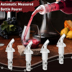 SuproBarware Automatic Measured Bottle Pourer 1.5oz - Quick Shot Spirit Measure Pourer Drinks Wine Cocktail Dispenser Home Bar Tools (4 pack ringless)