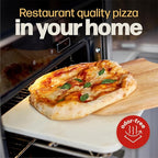 HANS GRILL PIZZA STONE | Rectangular Pizza Stone For Oven Baking & BBQ Grilling With Free Wooden Peel | Extra Large 15 x 12" Inch Durable Cordierite Cooking Stone.