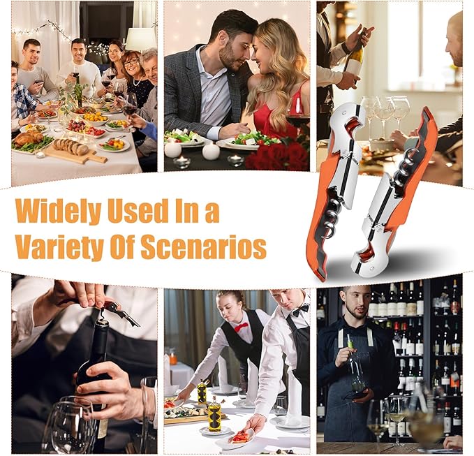12 Pieces wine key wine opener Professional Waiter Corkscrews Stainless bottle opener Fold Serrated Foil Cutter Key for Family, Company Party,Bars,Restaurants(orange)