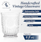 Yungala Clear Small Drinking Glasses Set of 6 Vintage Hobnail 8 oz
