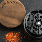 3-Piece Grinder, 2.5" Walnut Wood & Aluminum Grinder for Kitchen Spices with Large Bottom Chamber