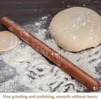 Aisoso French Rolling Pin, 17.7 Inches Wood Rolling Pin for Baking Extra Long Thickened, Classic Wooden Dough Roller for Fondant Pizza Pie Crust Cookie Pastry, Essential Kitchen Utensil, Brown