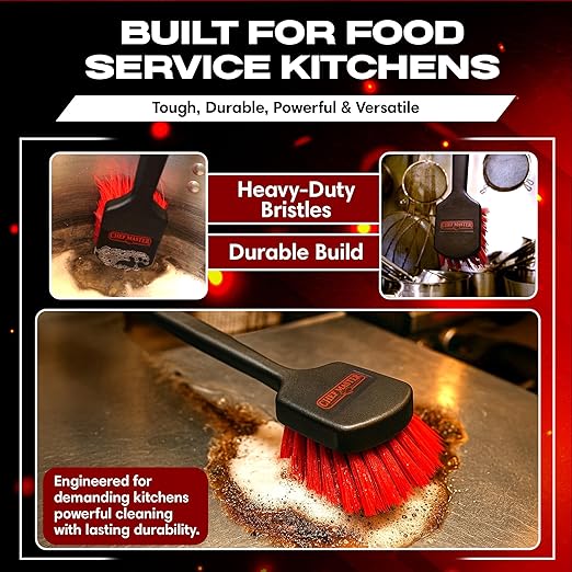 20" Deep Fryer Cleaning Brush by FryOilSaver Co., Up to 425F High Heat Resistant Pot Cleaning Brush for Kitchen Deep Fryers, Griddle, Grills, Ovens & Waffle Maker for Food Service & Restaurant - 90049