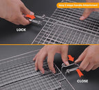 Fish Grill Baskets for Outdoor Grill Vegetables, Fish Grilling rack for Grill, BBQ Grilling Basket, Stainless steel Grill Basket for Veggies, shrimp Includes 5 Steel Skewers, Silicon Brush, and Carry Bag