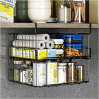 Under Shelf Basket Storage 2Pack - 11.8in Metal Under Cabinet Shelf, Hanging Wire Basket Shelves, Undershelf Storage Basket for Kitchen Pantry Bookshelf
