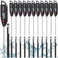 Copkim 12 Set Waterproof Food Thermometer for Water, Liquid, Candle and Cooking Digital Meat Thermometer with Long Probe Instant Read for Kitchen BBQ Grill Candy (Black)
