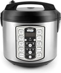 Aroma Housewares Professional Plus ARC-5000SB 20 Cup (Cooked) Digital Rice Cooker, Food Steamer, Slow Cooker, Stainless Exterior/Nonstick Pot, Silver, Black, 10-cup uncooked/20-cup cooked/4QT