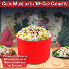 Home-X Microwave Rice Cooker - Rice Steamer Cooker with Steam Release Vents and Easy Locking Clips - 10 Cups BPA-Free, Dishwasher Safe, Easy-To-Use, Low Mess Microwave Rice Cooker Vegetable Steamer