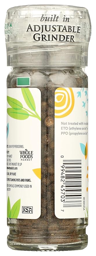 365 by Whole Foods Market, Black Peppercorn Grinder, 1.55 Ounce (Pack of 2)