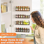 Bunoxea Spice Rack wall mounted 2 Pack, Space-Saving Spice Organizer for Spice Jars and Seasonings,Screw or Adhesive Hanging Spice Rack Organizer for Your Kitchen Cabinet,or Pantry Door