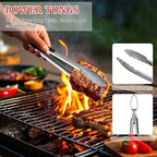 15-Piece Grill Set, BBQ Grilling Accessories with Tongs & Spatula, Stainless Steel Grill Utensils Set with Hooks & Apron Storage Bag for Outdoor Cooking, Camping, Practical Gifts for Men Dad