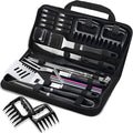 ROMANTICIST 27pcs Heavy Duty Grilling Gifts for Men Dad Fathers Day, Extra Thick BBQ Accessories Tools Set, Stainless Steel Grill Utensils Kit with Meat Claws, Canvas Bag for Outdoor Camping Black