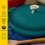 Lodge Essential Enamel Braiser - Refrigerator- & Oven-Safe up to 500° F - Heat-Retaining, Induction-Safe & PFAS-Free Enamel Cookware - 3.5 Quart, Lagoon