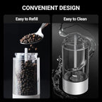 ThermoMaven 110ml Rechargeable Electric Salt and Pepper Grinder Set - 6 Adjustable Coarseness, Washable Parts, Built - in LED for Easy and Accurate Grinding, 2 Packs, Pearly White