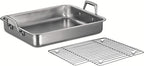 Tramontina 15-Inch Stainless Steel Roasting Pan with Rack, Turkey Roaster for Oven, Dishwasher Safe, Made in Brazil