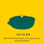 Lodge Essential Enamel Braiser - Refrigerator- & Oven-Safe up to 500° F - Heat-Retaining, Induction-Safe & PFAS-Free Enamel Cookware - 3.5 Quart, Lagoon