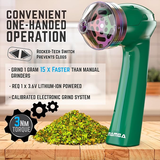 Mamba Grinder Electric Spice Grinders. Easy to Load One-Handed Use 1g USB Rechargeable Mill