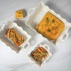 Casafina Ceramic 17.25" x 10.25" Rectangular Ruffled Baker - Cook & Host Collection, White | Oven & Dishwasher Safe Bakeware | Food Safe Glazing | Restaurant Quality Dinnerware