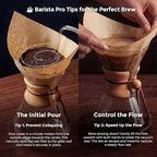 AGOGO Pour Over Coffee Maker Glass with 50pcs Paper Filters -for Home, Office, Camping, Cafes - Easy Clean Coffee Dripper Set (Soft Towel&Brush)(34oz Classic w/Paper Filters)