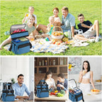 holuxer Insulated Lunch Bag & Lunch Box for Men - Double Deck Reusable Lunch Bag for Women Tote Cooler Bag Leakproof Soft Expandable - Extra Large Lunchbox for Work/Adult/Picnic/Outdoor (Blue，22L)
