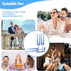 24 PCS Sapphire Blue Plastic Champagne Flutes 5.4 OZ Clear Acrylic Champagne Flutes Sparkling Wine GlassesLong Stem Crystal Champagne Glasses For Wedding Baby Shower Anniversary Birthday