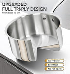 MICHELANGELO Tri-ply Stainless Steel 4 Qt Saucepan with Glass Lid, 4 Quart Pot with No Coating, Even Heating, for All Cooktops & Induction Compatible - Silver
