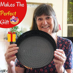 Why Holes: For The Crispiest Crusts. King Crispy's Tart & Quiche Pan. A Non-Stick, Removable Bottom, Dishwasher Safe, Perforated Fruit Tart Baking Tin (9 Inch X 1.25 Inch Shallow)