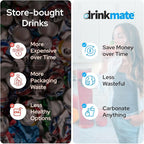 Drinkmate OmniFizz Sparkling Water Maker & Soda Streaming Machine | Carbonates Any Drink | STARTER KIT | Includes One 60L CO2 Cartridge + One BPA-Free Bottle (Royal Red)