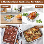 Roasting Pan,VBOYL 16" 3-Piece Roasting Pan Set: Deep Pan + Flat & V-Racks. Ideal for Turkey, Chicken, Veggies, Lasagna. Heavy-Duty, Non-toxic, Easy Clean, Dishwasher Safe.