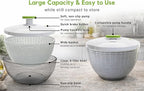 Brieftons 6.2-Quart Large Salad Spinner: Vegetable Washer Dryer Drainer Strainer with Bowl & Colander, Easy One-Handed Pump, Compact Storage, for Washing, Cleaning & Drying Greens, Vegetables, Fruits
