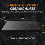Nuwave Double Pro Cooktop Induction Countertop Burner, Portable, 900/1500/1800W with Dynamic Watt Technology, 50°F to 575°F, 8” Heating Coil, Shatter-Proof Ceramic Glass, Seamless IMD Touch Panel
