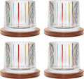 Rotatable Old Fashioned Glass, 275ml/10oz Crystal Whiskey Glass Set of 4, Wood Coaster, Thickening, Used as Rum Glass, Cocktail Cup, Coffee Cup, Milk Cup to Relax and Reduce Stress, Christmas gifts