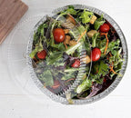 Mr Miracle Pack of 40 Disposable Aluminum Foil Pans with Clear Lids –9 Inch Circular Aluminum Pans, Ideal for Baking, Storing, Heating, Serving - Round Foil Pans with Lids