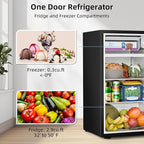 Antarctic Star 3.2 Cu.Ft.Compact Refrigerator with Freezer, Mini Fridge Single Door with Adjustable Thermostat,Removable Glass Shelves for Apartment,Dorm,Office,Kitchen，SILVER