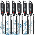 Copkim 6 Set Waterproof Food Thermometer for Water, Liquid, Candle and Cooking Digital Meat Thermometer with Long Probe Instant Read for Kitchen BBQ Grill Candy (Black)